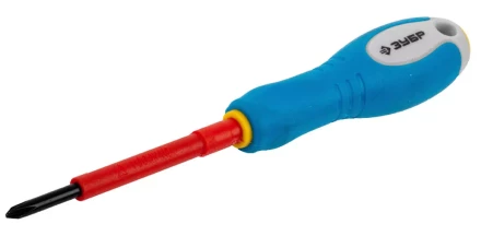 ЗУБР "ПРОФИ ЭЛЕКТРИК". Отвертка Cr-V, трехкомпонент рукоятка, высоковольтная до ~1000В, PH №0, 60 мм 25262-0-060 купить в Ханты-Мансийске