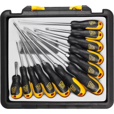 Набор JCB: Отвертки, хромомолибденовая сталь S2, двухкомпонентные рукоятки, магнитный наконечник, 12 предм, в боксе JSD021 купить в Ханты-Мансийске
