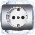 Розетка СВЕТОЗАР &quot;ГАММА&quot; с заземлением, одинарная, без вставки и рамки, цвет светло-серый металлик,16А/~250В SV-54105-SM купить в Ханты-Мансийске