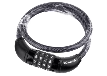 Замок тросовый универсальный с кодовым механизмом 10х950 мм MATRIX 91818 купить в Ханты-Мансийске