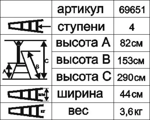 Стремянка алюминиевая Энкор 4 ступени 69651 купить в Ханты-Мансийске