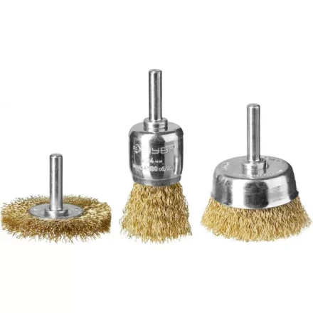 ЗУБР &quot;ПРОФЕССИОНАЛ&quot;. Набор щеток для дрели, витая стальная латунированная проволока 0,3мм, 24/50/50мм, 3шт 3530-H3_z02 купить в Ханты-Мансийске