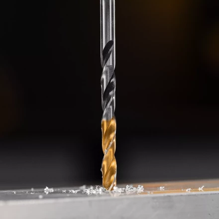 Сверло спиральное по металлу Denzel 5 x 86мм, Р6М5, Golden Tip, многогранная заточка, 718276 купить в Ханты-Мансийске