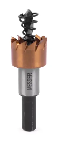 HSS-TiN коронка MESSER 17мм с центр. сверлом и толкающей пружиной для лист. материала до 2 мм ц/х