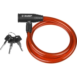 Замок ЗУБР "МАСТЕР", тросовый, 3 ключа в комплекте, длина троса 1200мм, d 10мм 37263-120