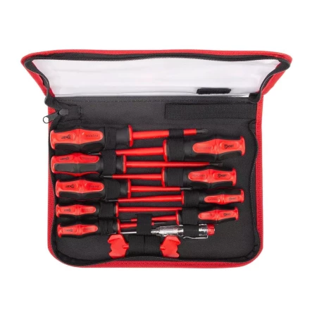 Набор диэлектрических отверток КВТ VDE НИО-12, профиль SL, PH, PZ/FL и ключи для электрошкафов, 12 предметов (103016) купить в Ханты-Мансийске