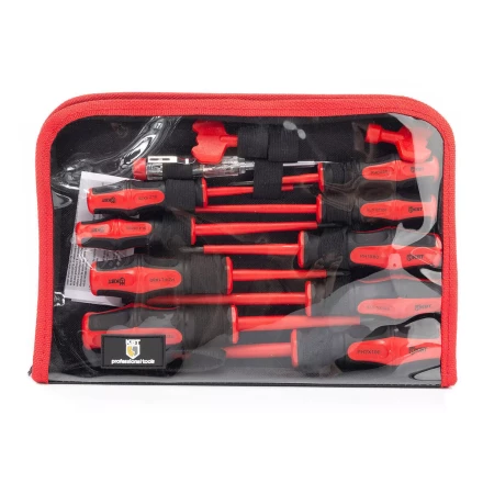 Набор диэлектрических отверток КВТ VDE НИО-12, профиль SL, PH, PZ/FL и ключи для электрошкафов, 12 предметов (103016) купить в Ханты-Мансийске