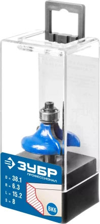 ЗУБР 38.1 x 15 мм, радиус 6.3 мм, фреза кромочная калевочная №8, Профессионал (28710-38.1) купить в Ханты-Мансийске