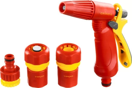 Набор GRINDA поливочный: Распылитель пистолетный с регулируемым соплом, соединитель 1/2&quot;, соединитель 1/2&quot; с автостопом, адаптер внешний 1/2&quot;-3/4&quot; 8-427386_z02 купить в Ханты-Мансийске
