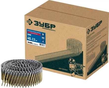 ЗУБР CNW 45 х 2.3 мм, барабанные гвозди рифленые оцинкованные, 10800 шт (305383-45) купить в Ханты-Мансийске