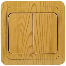 Выключатель СВЕТОЗАР "ГАММА" двухклавишный, цвет ольха, 10A/~250B SV-54134-A