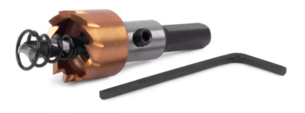 HSS-TiN коронка MESSER  18мм с центр. сверлом и толкающей пружиной для  лист. материала  до 2 мм ц/х купить в Ханты-Мансийске