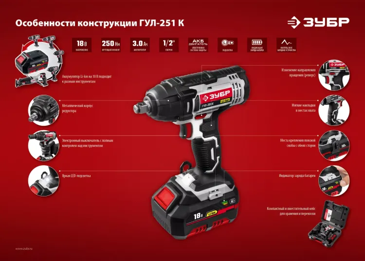 Ударный гайковерт аккумуляторный ГУЛ-251 К серия СТАНДАРТ купить в Ханты-Мансийске