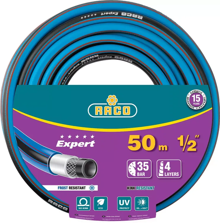 Шланг RACO "EXPERT" поливочный, 30атм., армированный, 3-х слойный, 1/2"x50м 40302-1/2-50 купить в Ханты-Мансийске