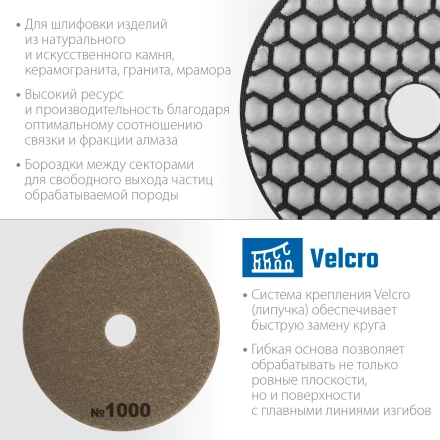 ЗУБР 100 мм, №1000, сухое шлифование, алмазный гибкий шлифовальный круг АГШК, Профессионал (29868-1000) купить в Ханты-Мансийске