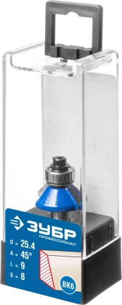 ЗУБР 25.4 x 8 мм, фреза кромочная калевочная (фасочная) №9, Профессионал (28711-25.4) купить в Ханты-Мансийске