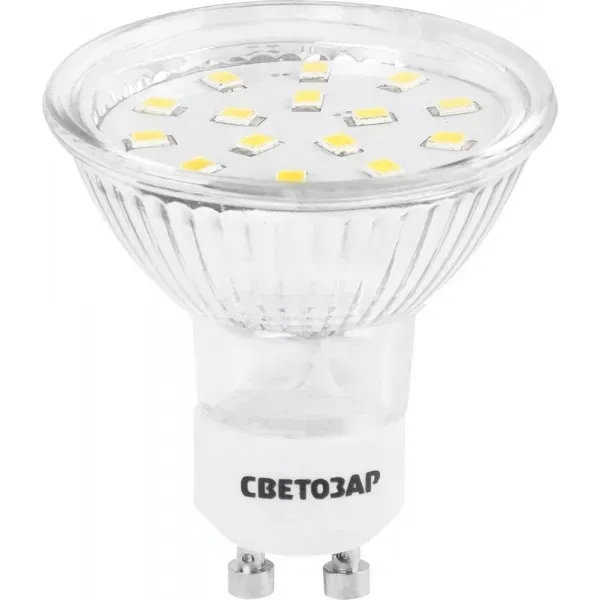 Лампы СВЕТОЗАР светодиодные "LED technology", цоколь GU10, теплый белый свет (3000К), 220В, 3Вт (25) 44560-25_z01 купить в Ханты-Мансийске
