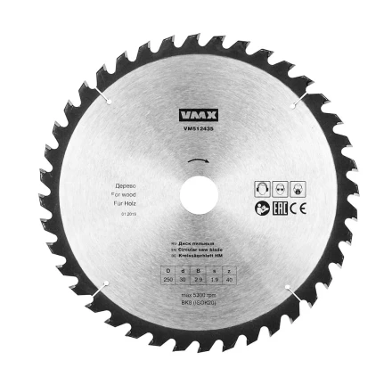 Диск пильный ф250х30 z40 дерево VMX 512435 купить в Ханты-Мансийске