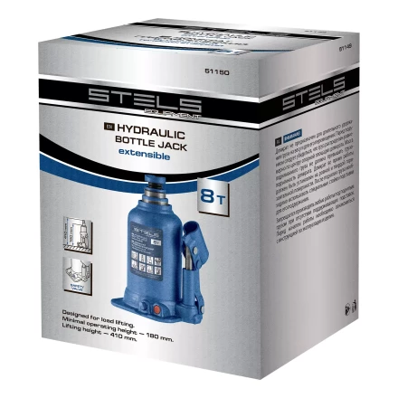 Домкрат гидравлический бутылочный телескопический Stels 51150, 8 т, подъем 180-410 мм купить в Ханты-Мансийске