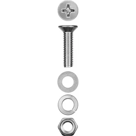 Винт (DIN965) в комплекте с гайкой (DIN934), шайбой (DIN125), шайбой пруж. (DIN127), M4 x 30 мм, 18 шт, ЗУБР 303456-04-030 купить в Ханты-Мансийске