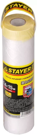 Пленка STAYER "PROFESSIONAL" защитная с клейкой лентой "МАСКЕР", HDPE, 9мкм, 1,4х15м 12255-140-15 купить в Ханты-Мансийске