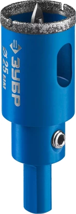 Коронка ЗУБР алмазная в сборе по кафелю, керамике с центрирующим сверлом и имбусовым ключом, зерно 60, 25мм 29850-25 купить в Ханты-Мансийске