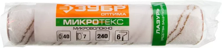 Ролик малярный сменный ЗУБР "ОПТИМА -МИКРОТЕКС", пропитки и средства защиты древесины, микрофибра, ворс 7 мм, бюгель 6 мм, 40х240мм 02545-24 купить в Ханты-Мансийске