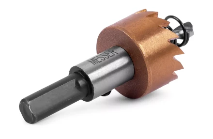 HSS-TiN коронка MESSER  20мм с центр. сверлом и толкающей пружиной для  лист. материала  до 2 мм ц/х купить в Ханты-Мансийске