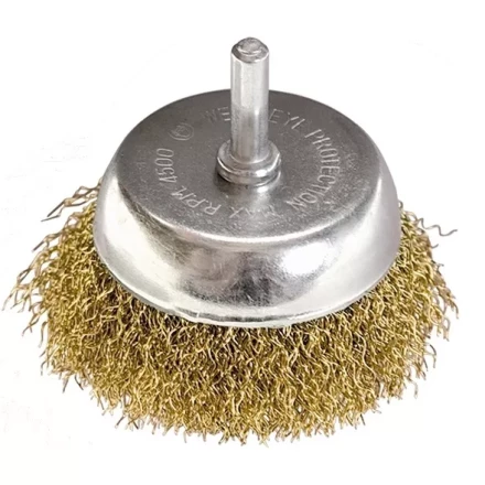 Щетка для дрели, 75 мм, &quot;чашка&quot; со шпилькой, латунированная витая проволока MATRIX 74478 купить в Ханты-Мансийске