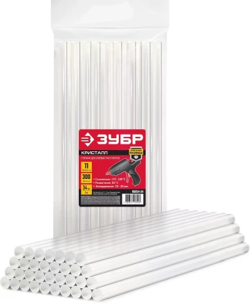 ЗУБР 11 х 300 мм, 34 шт, прозрачные универсальные клеевые стержни (06854-34) купить в Ханты-Мансийске