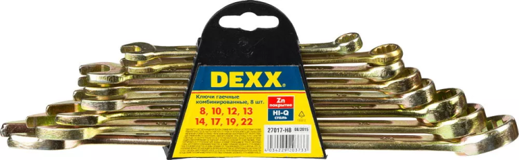 Набор DEXX: Ключи комбинированные гаечные, желтый цинк, 8-22мм, 8шт 27017-H8 купить в Ханты-Мансийске