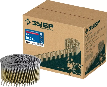 ЗУБР CNW 80 х 3.1 мм, барабанные гвозди рифленые оцинкованные, 3600 шт (305383-80) купить в Ханты-Мансийске