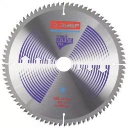 Диск пильный ЗУБР "ЭКСПЕРТ" "Точный-МУЛЬТИ рез" по алюминию, ламинату, пластику, ДСП, 255х30мм, 80Т 36907-255-30-80